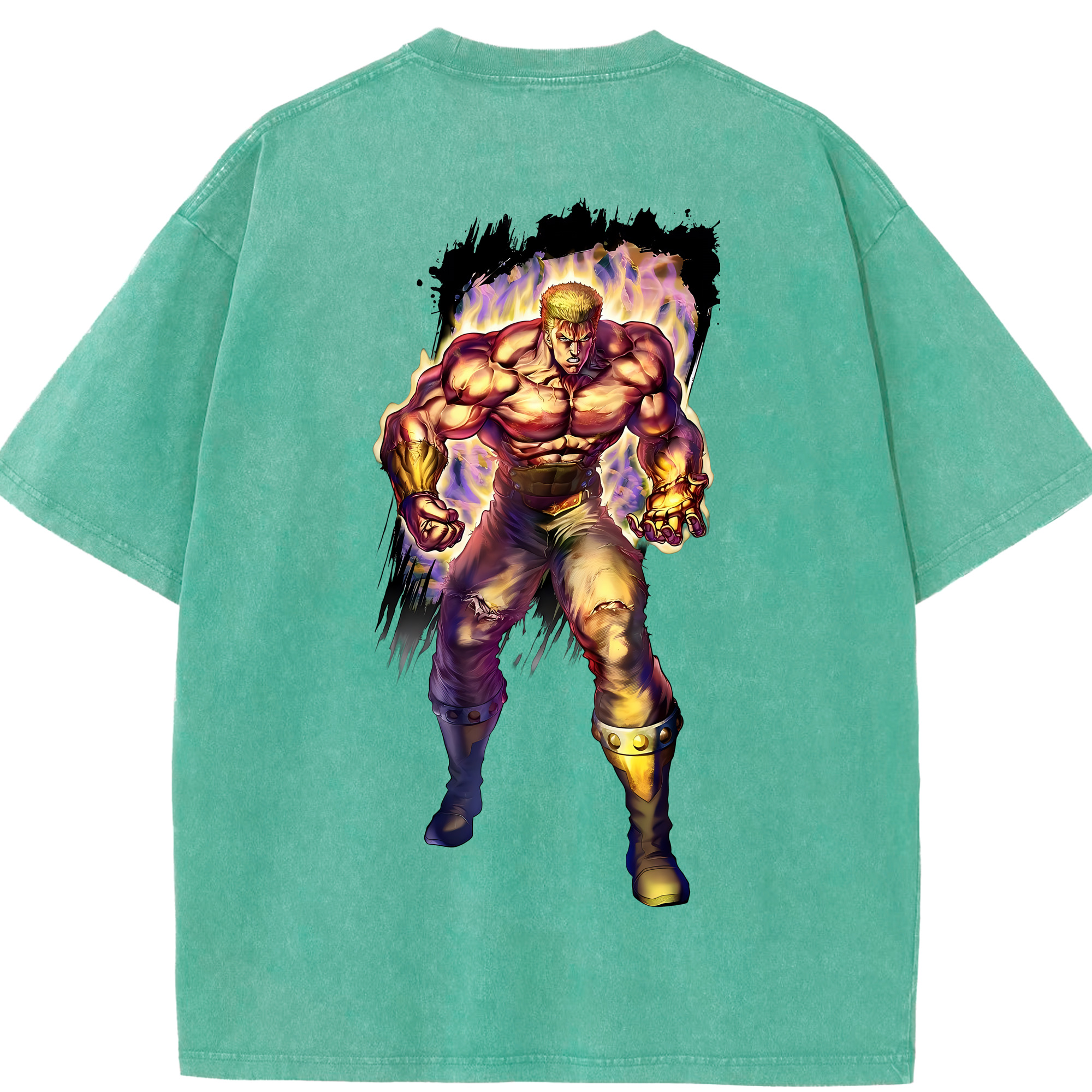 （画像用） 北斗の拳 Fist of the North Star 綿100% ヴィンテージ風 半袖Tシャツ（背面プリント）